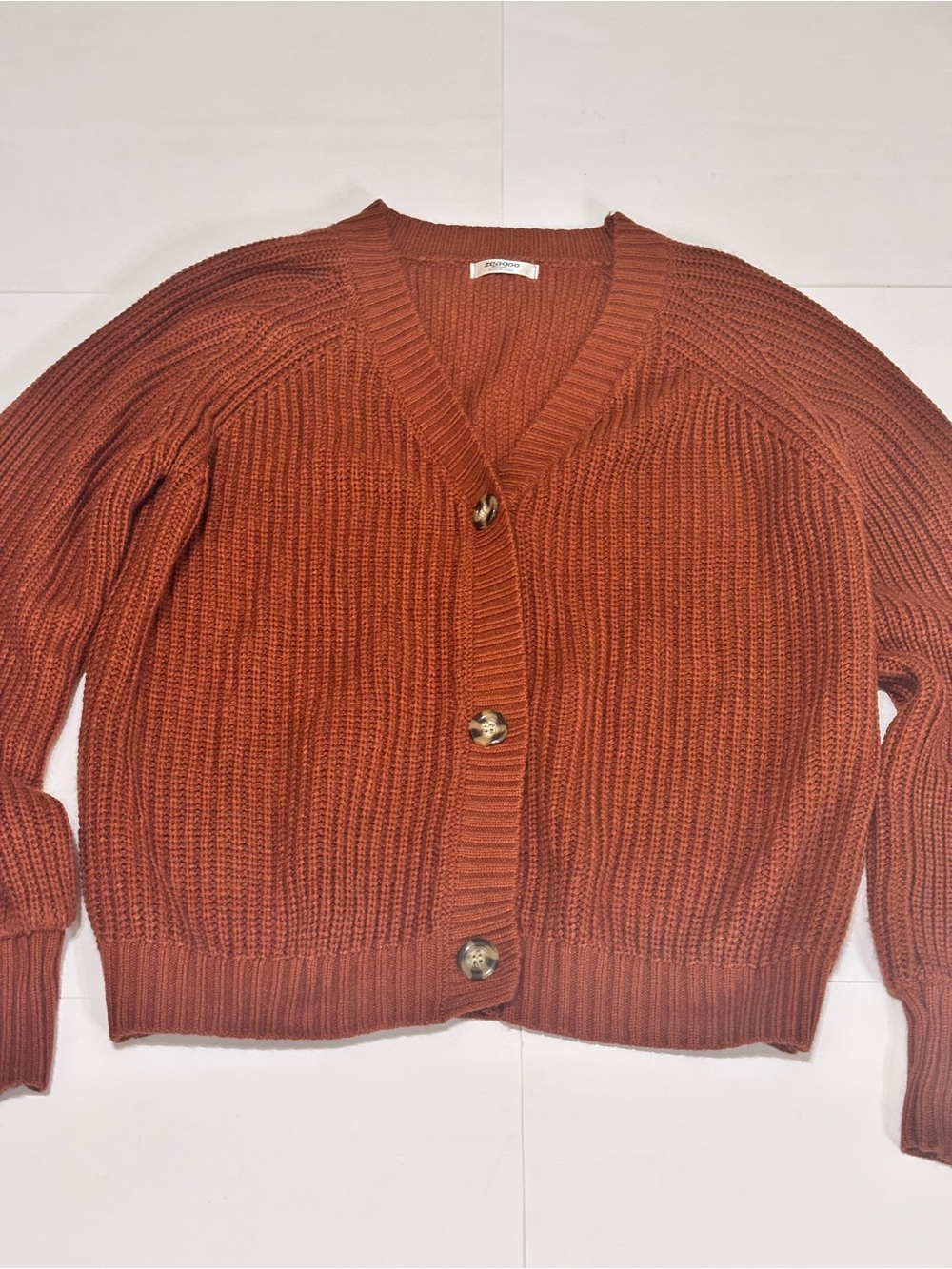 zeagoo Women's Rust Button-Front Ribbed Cardigan - Picture 2 of 10